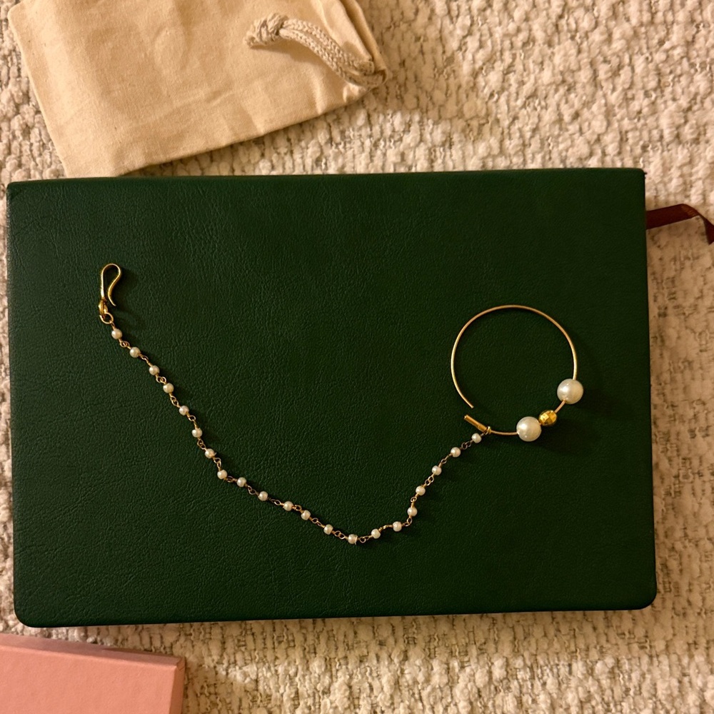 Elegant Gold and Pearl Nose Ring